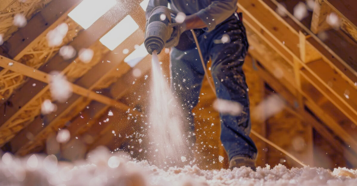 Certified insulation contractor installing attic insulation safely in a Brampton residential home